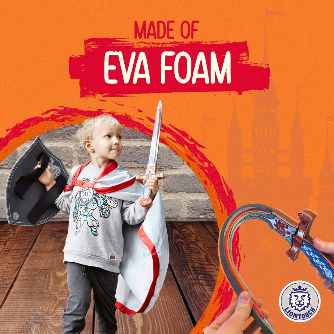 Liontouch - Amber Dragon Foam Sword & Shield for Boys Aged 3-8 Years | Medieval Knight Set for Pretend Play with Red Dragon Theme | Safe Weapons & Battle Accessories for Dress Up & Costumes