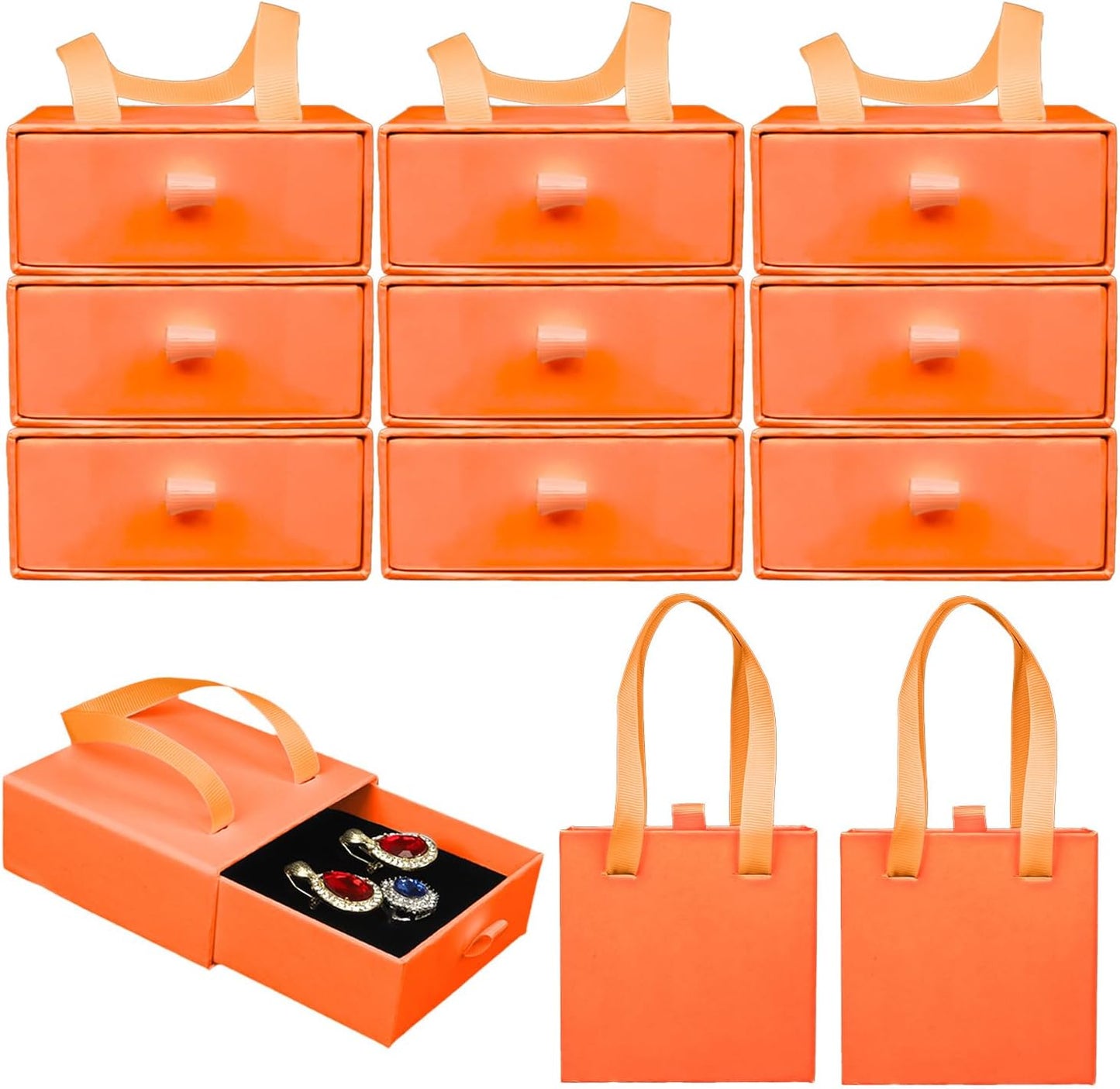 Small Jewelry Boxes, 12 Pack Jewelry Gift Boxes Drawer Jewelry Box Necklace Box, Jewelry Gift Box Necklace Gift Box For Earrings Rings Necklace Bracelet,4 x 4 x 1.7 Inches (Orange)