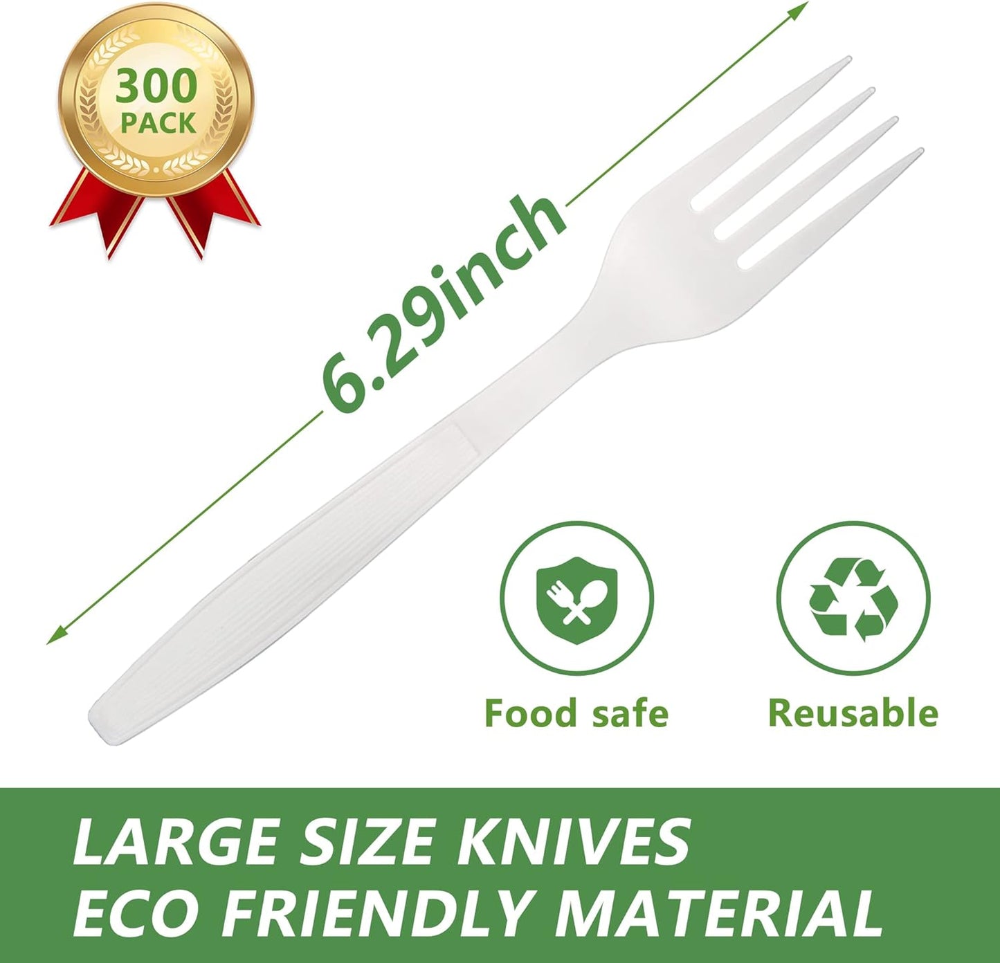 Compostable Forks,300 Disposable Forks for Party,Large Biodegradable Forks Eco Friendly Durable and Heat Resistant,Alternative to Plastic Forks