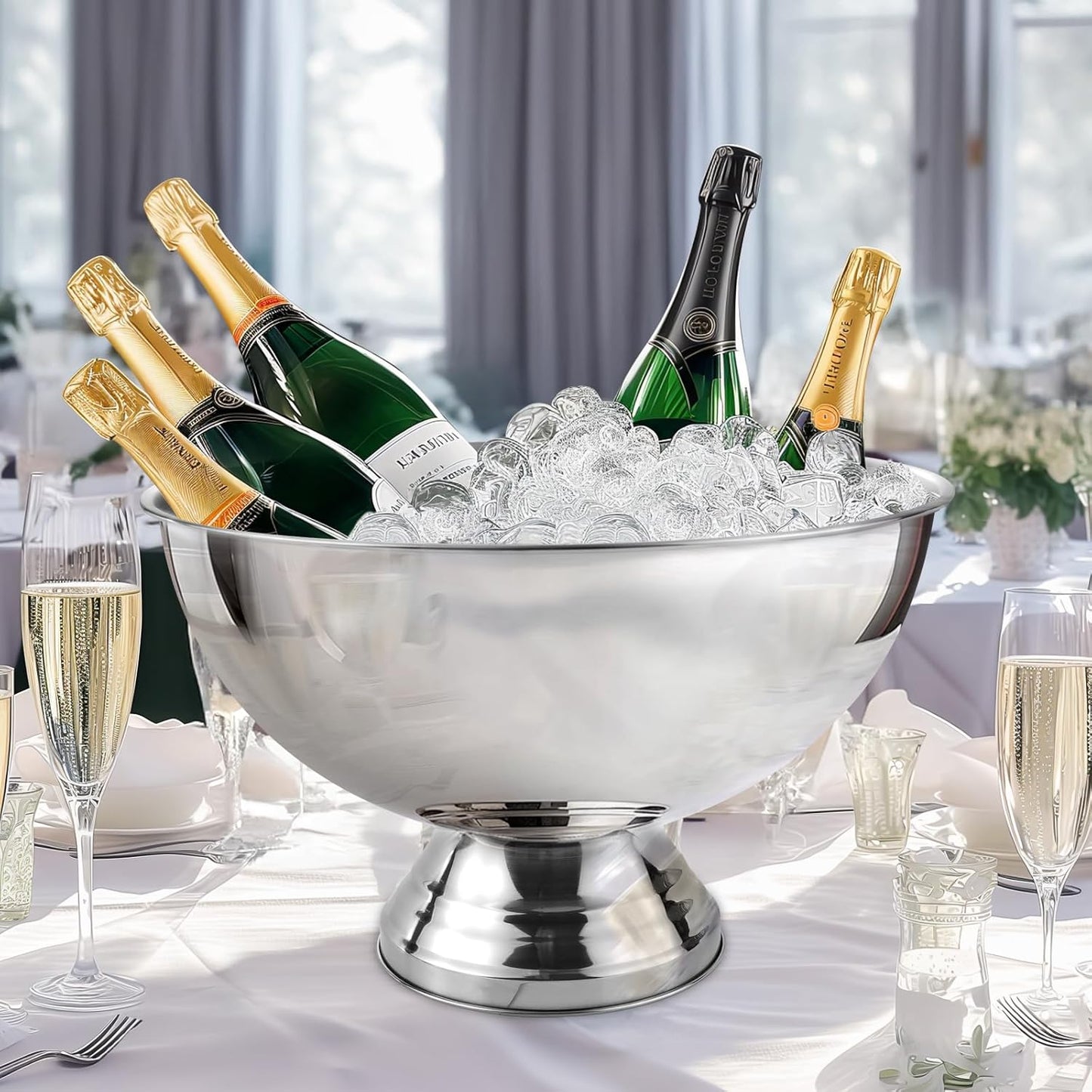 12L Premium Large Size Ice Bucket, Stainless Steel Champagne Bucket for Parties with Great Performance and Sleek Design