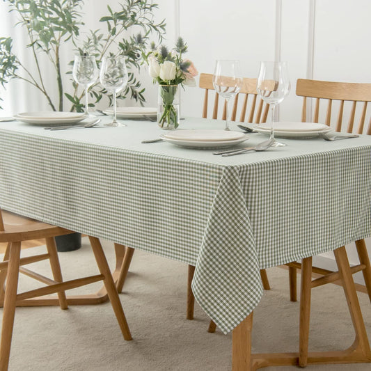 maxmill Checkered Rectangle Dining Room Tablecloth Water Resistance Wrinkle Free Spillproof Heavy Weight Gingham Plaid Table Cloth for Banquet Parties Holiday Dinner, 60 x 84 Inch Sage White