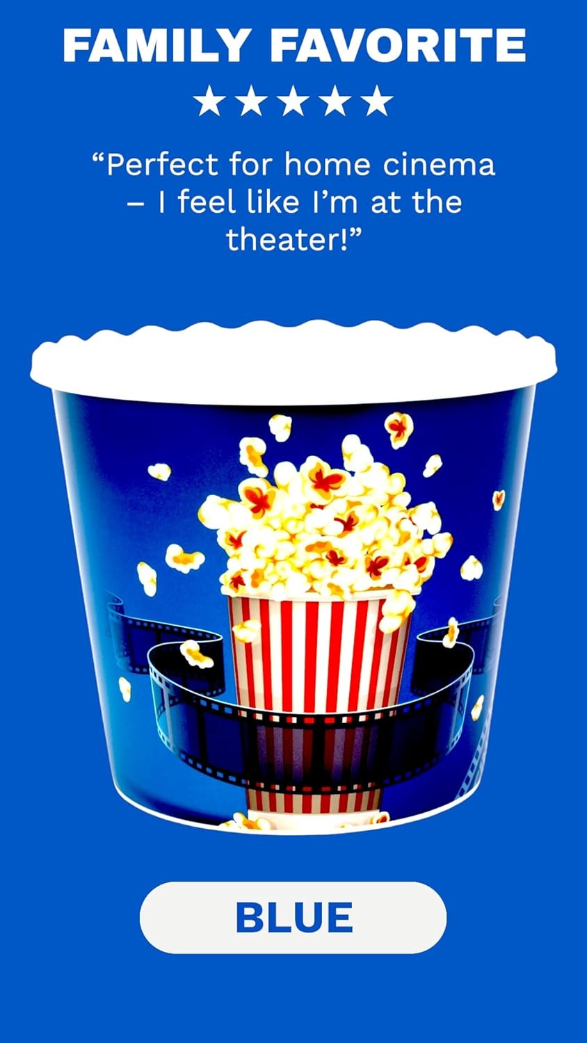 Modern Style Reusable Plastic Popcorn Box/Popcorn Containers/Popcorn Bowls Set for Movie Theater Night - (BPA Free - 4 Pack - 75 oz) (Popcorn Mix F)
