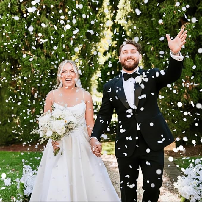 White Rice Paper Wedding Confetti for Flower Girl Basket, Confetti Cannon Filler - Biodegradable & Water Soluble Party Decor, Wedding Sparklers for Send Off Alternative, 150g 20000 Pcs