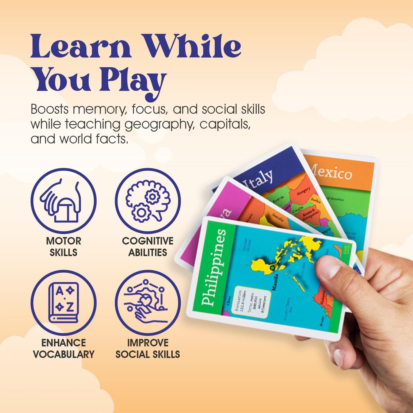 GeoToys GeoBingo Set, World & USA Bingo for Kids, Geography Game for Home & School, Bingo Games for Family, Play & Learn USA States and Capitals & World Countries - Game for Kids Ages 4 and Up
