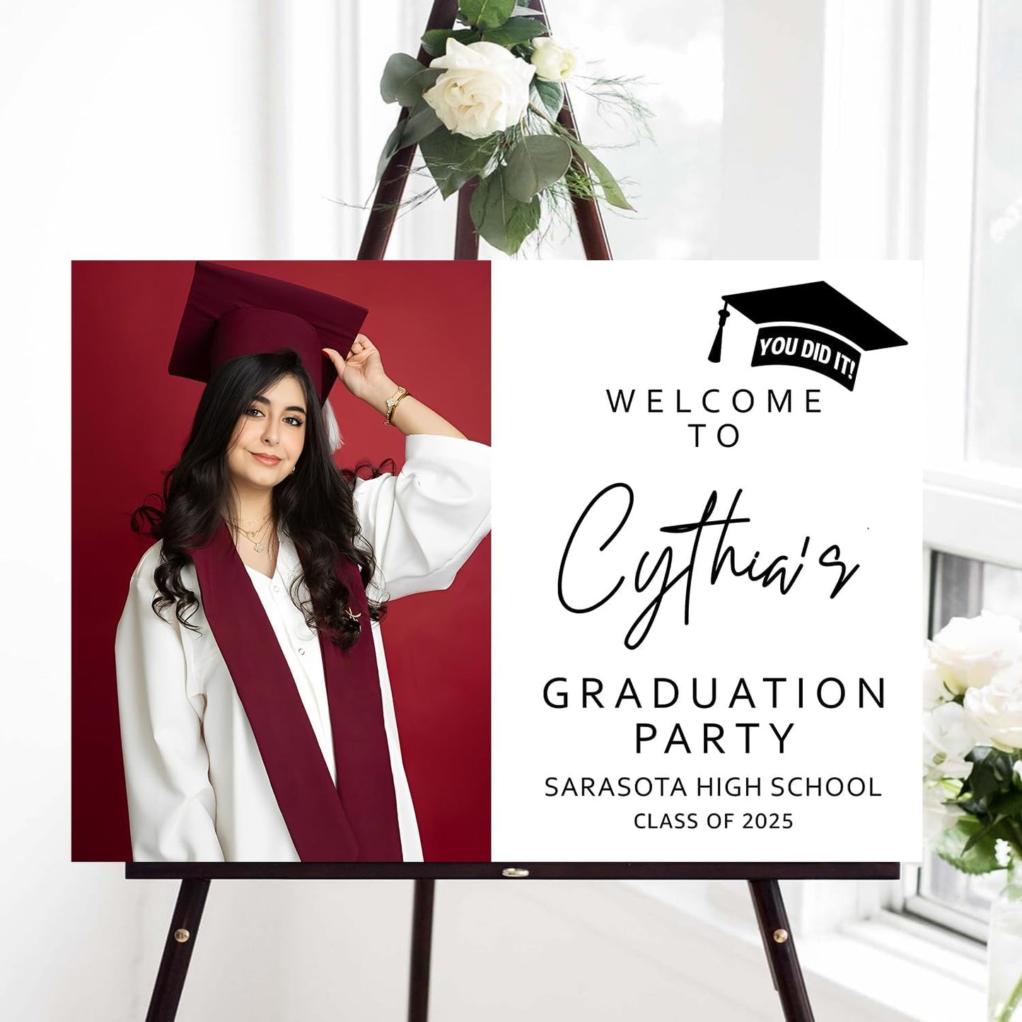 Personalized Class of 2025 Graduation Yard Sign, Graduation with photo Welcome Sign, Photo Graduation Sign, Graduation Party Sign, Minimalist Graduation Welcome Sign, Graduation Decorations