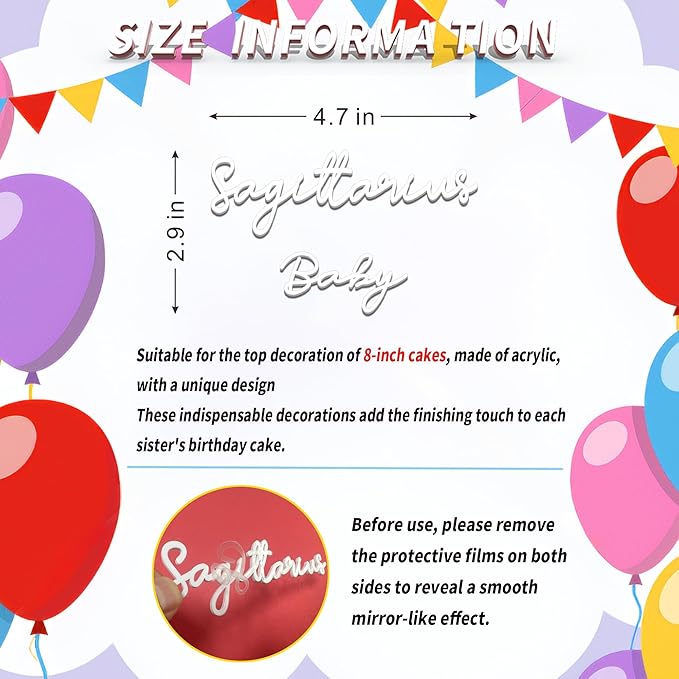 Libra Cake Topper – Zodiac Birthday Decoration for Libra Season, Horoscope Party Supplies for Baby or Adult Birthday (Sagittarius baby)