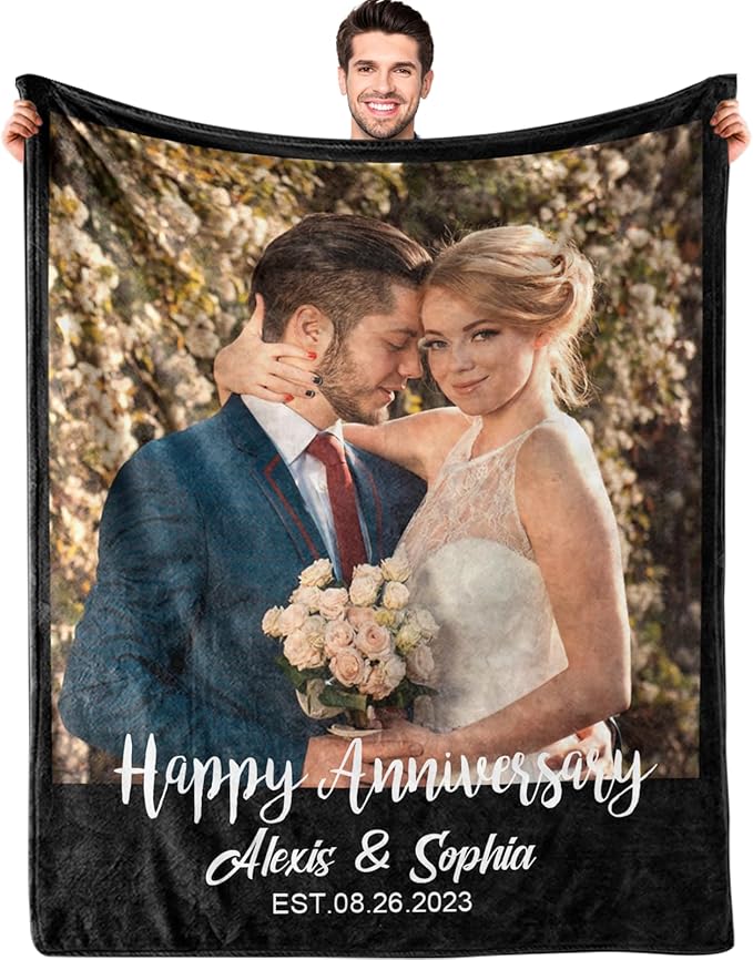 Ships Next Day Custom Blanket with Picture Personalized to My Wife Photo Blanket Customized Wedding Valentines Day Gift for Couple Girlfriend Boyfriend Her Him Husband Wife