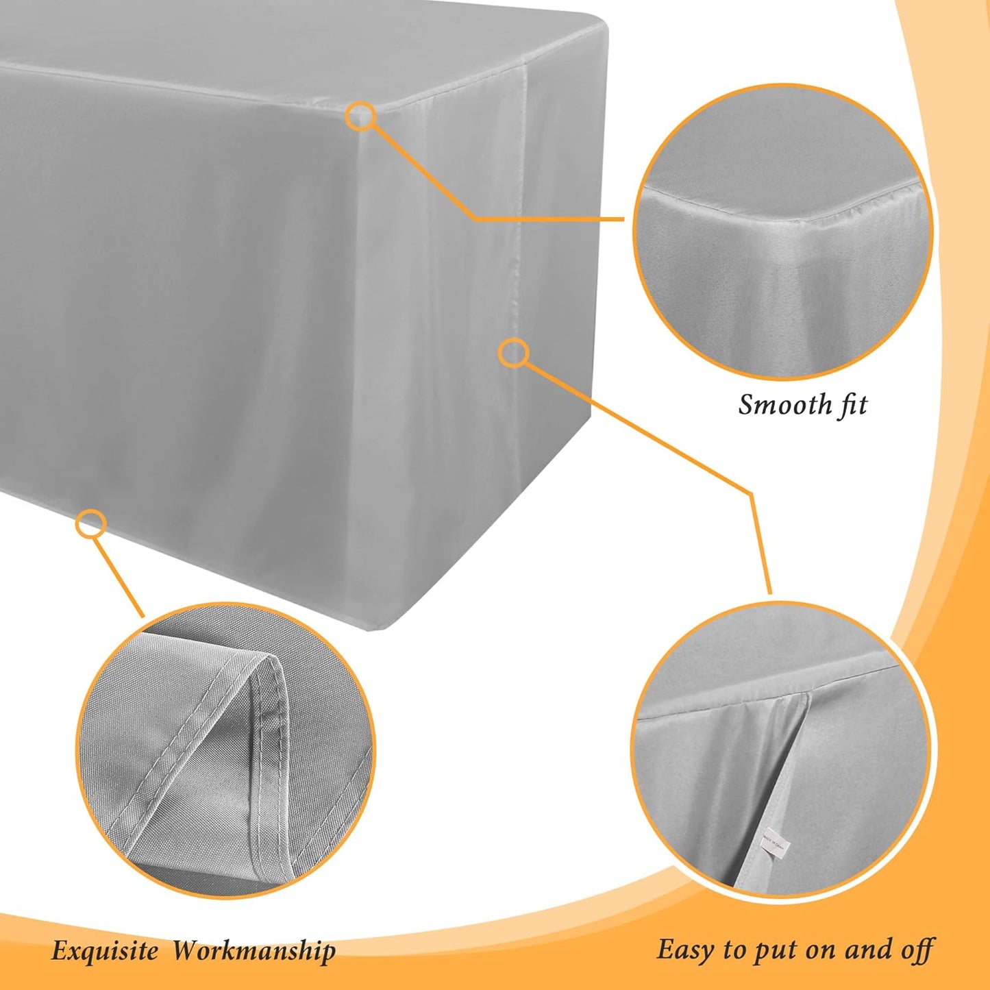 Obstal 2 Pack Table Clothes for 4 Foot Rectangle Tables - Water Resistant Washable Fabric Polyester Rectangle Table Cover Protector for Wedding, Banquet and Trade Shows, 48L x 24W x 30H Inches, Silver