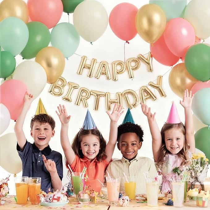 Zesliwy Sage Green Pink Gold Balloons,50Pcs 12Inch Dusty Mint Green Sand White Metallic Gold Balloon Retro Light Blush Pink Balloon for Birthday Jungle Safari Bridal Shower Wedding Party Decoration