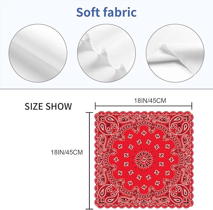 Yibeas Western Paisley Cloth Napkins Set of 4 Bandana Seamless Pattern with Red and White Ornaments Polyester Kitchen Dinner Napkins for Holiday Festive Wedding Decor 18 x 18 inch