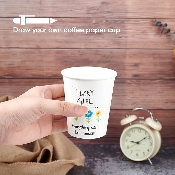 LITOPAK 400 Pack 8 oz Disposable Paper Coffee Cups, White Paper Hot Coffee Cups for Party, Picnic, Travel, and Events
