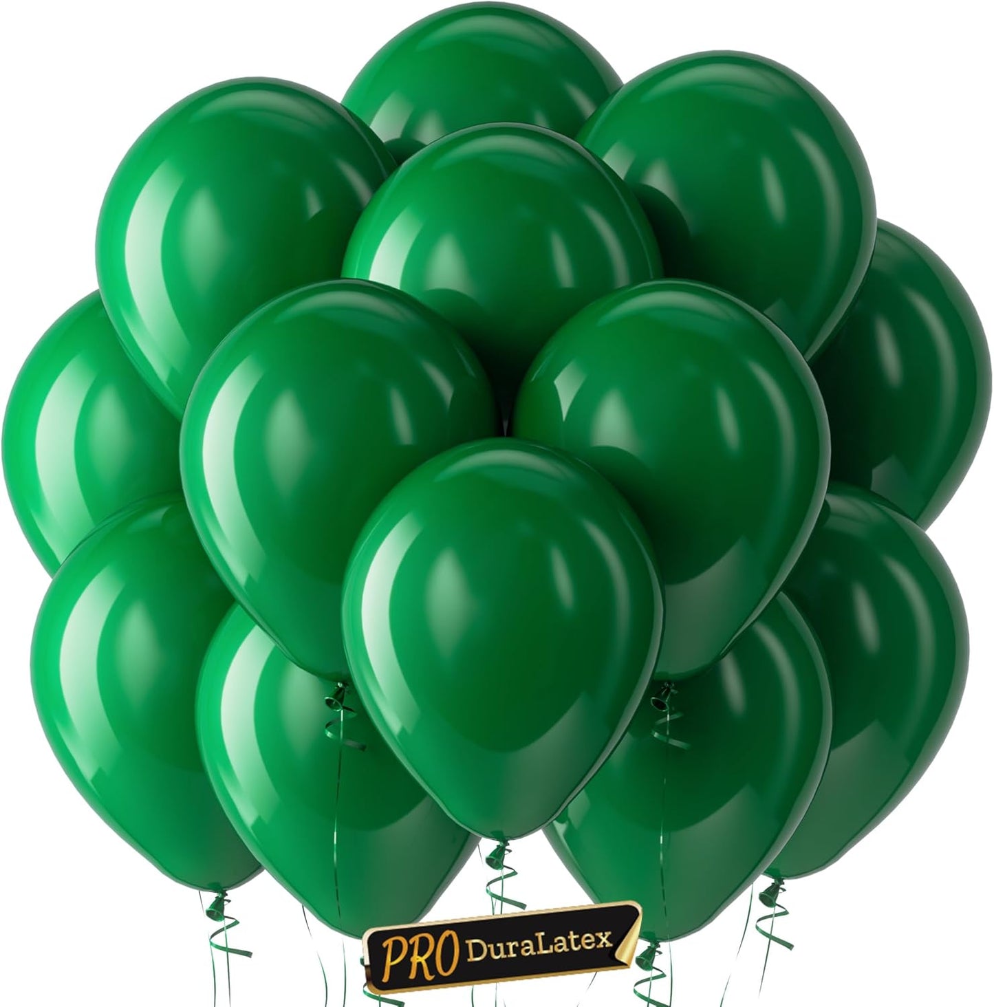 Bezente Pro Duralatex Green Balloons - 100 Pack 12 inch Extra-Thick Dark Green Balloons for Long-Lasting Professional Party Decorations, Large Birthday Wedding Christmas Party
