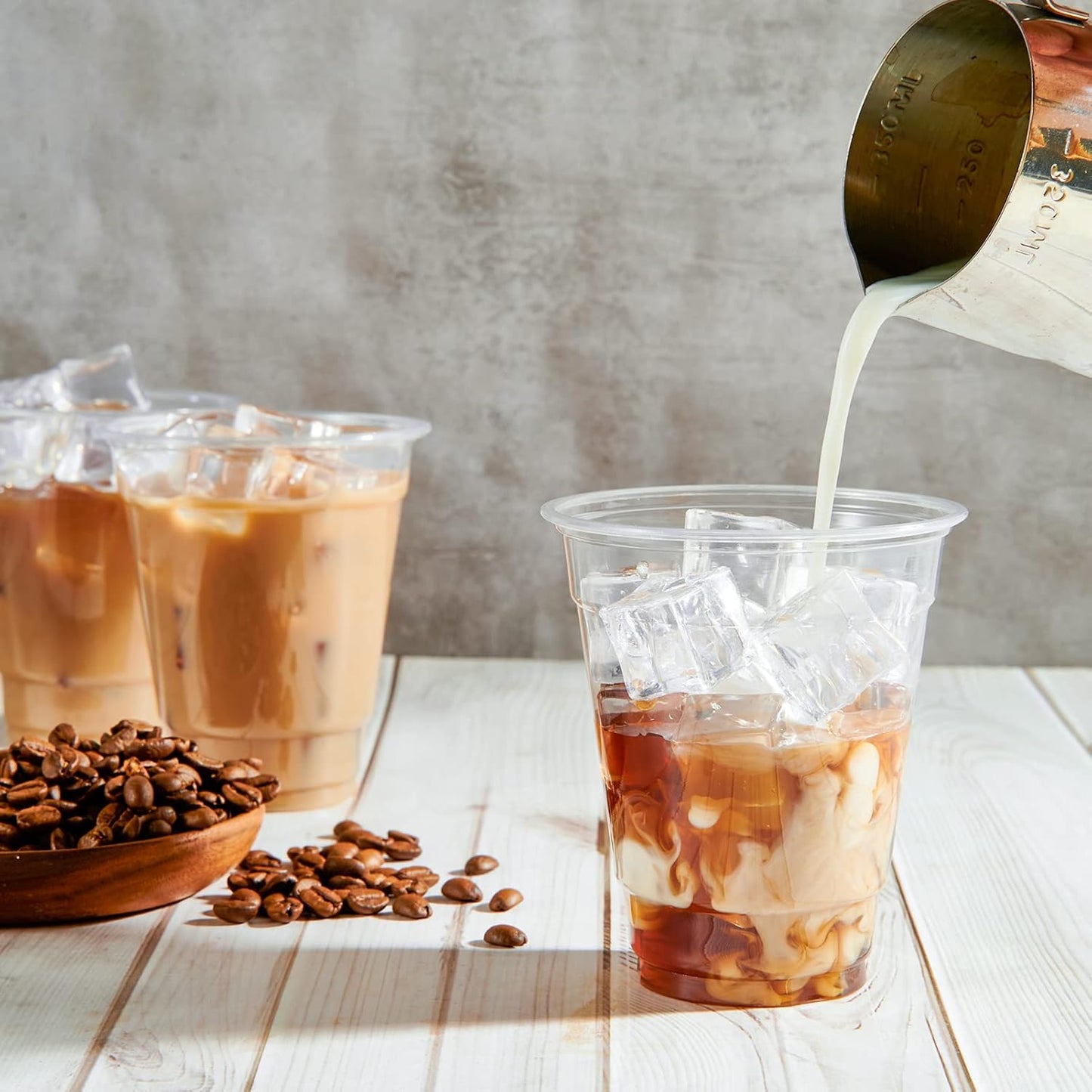 Turbo Bee 100 Pack 12 OZ Clear Plastic Cups, Disposable Crystal Plastic Party Cups for Iced Coffee, Smoothie, Slurpee, or Any Cold Drinks