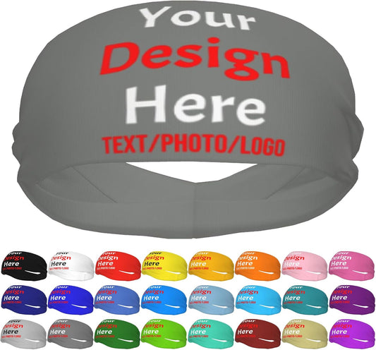 Custom Sweatbands for Men Women, Design Your Own Text Name Image Photo Personalized Sports Headbands
