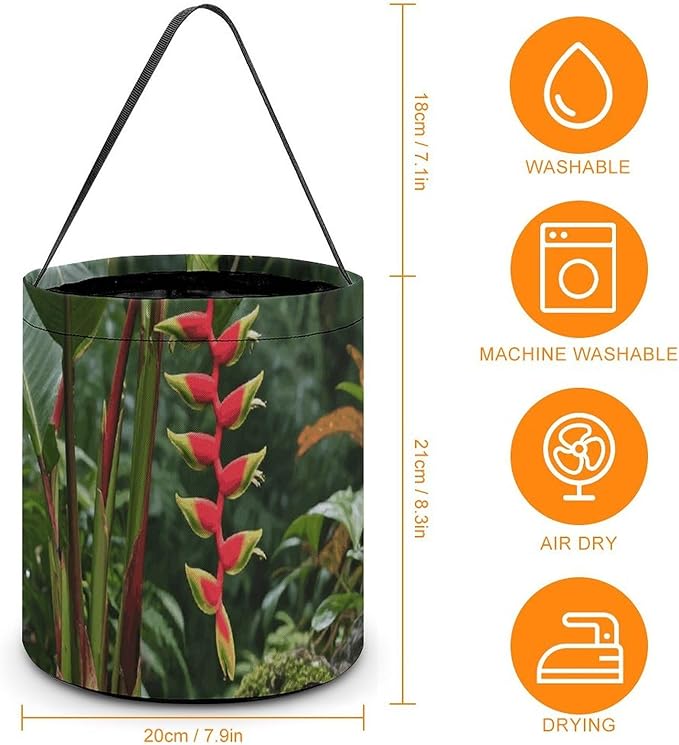 Halloween Candy Bucket - Green Plants in The Tropical Rainforest Trick Or Treat Candy Bag, Gift Bag for Party Favor Supplies