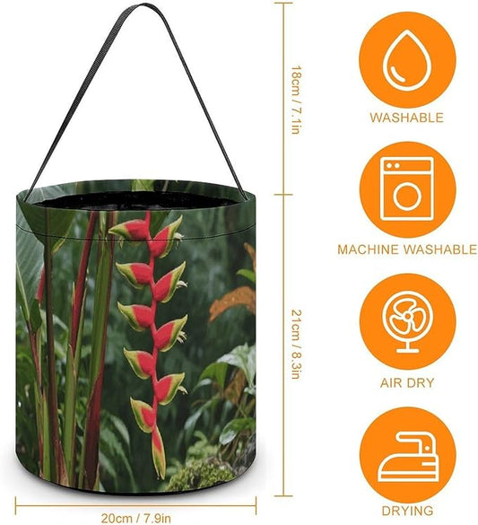 Halloween Candy Bucket - Green Plants in The Tropical Rainforest Trick Or Treat Candy Bag, Gift Bag for Party Favor Supplies