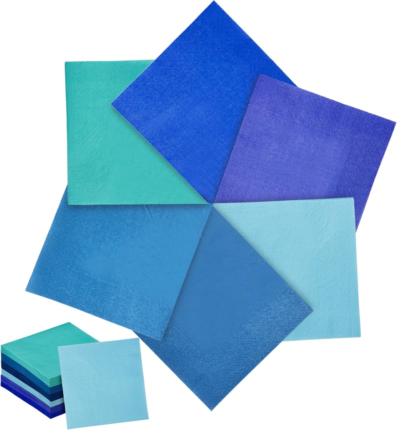 240 Count Dinner disposable Napkins Paper Blue series 6 colorsNapkin for Cocktail Birthday, Wedding, Party, Lunch, Dessert Napkins（5 * 5inch）
