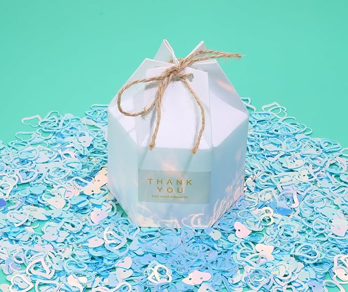 ONLYKXY 1200Pcs Love Heart Shaped Confetti, Table Wedding Decoration, Glitter Confetti for Wedding Party (Glitter Blue)