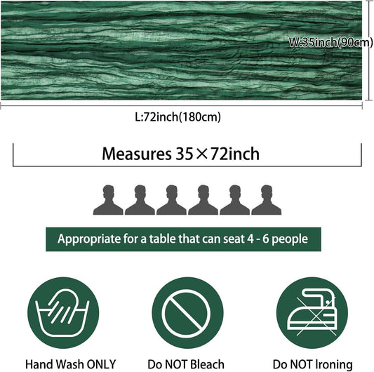 12 Pack Boho Gauze Table Runner 35x72 Inch - Rustic Cheese Cloth Long Table Runner for Wedding, Bridal Shower & Birthday Party Decor (Dark Green)