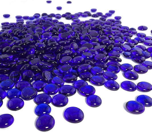 Houseables Glass Beads for Vases, Marbles for Vases, Glass Marbles, Filler, Blue Beads, Flat, Blue Gems, Crafts, Pebbles, Stones, Decorative Rocks, Plants, Florist, Floral, Fishbowl, 10 LBS, 1000PC