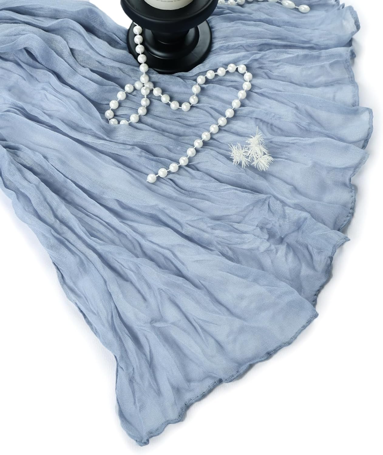 12 Pack 10FT Dusty Blue Cheesecloth Table Runner 35x120 Inch Gauze Rustic Boho Table Runner Cheese Cloth for Wedding Decor Birthday Party Bridal Baby Shower Table Centerpiece Decoration