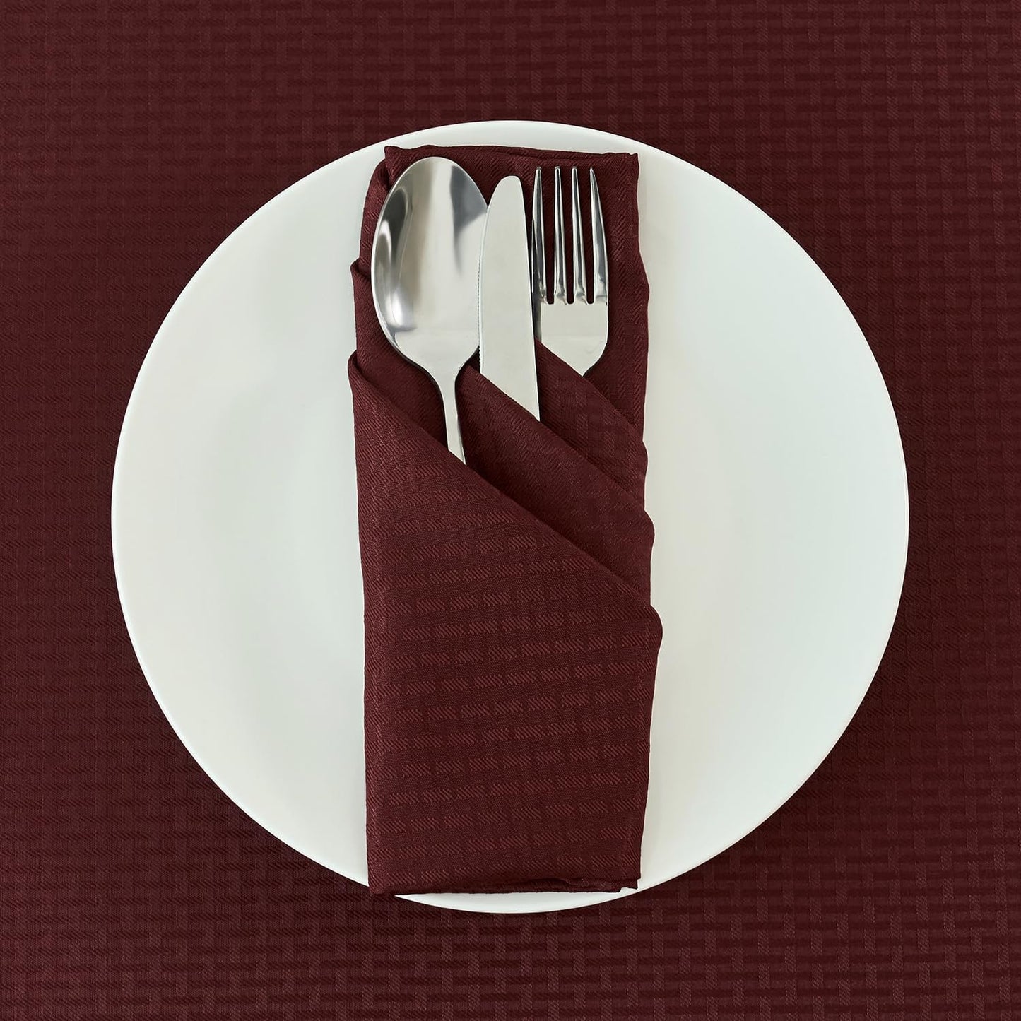maxmill Cloth Napkins Weaved Texture Pattern Soft Comfortable and Luxury Serviette for Restaurant Family Dinners Weddings Parties and Banquets Set of 4 Pieces, 20 x 20 Inch Burgundy
