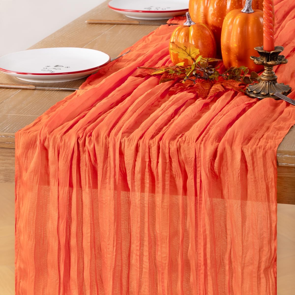 Fall Table Runner Orange Cheesecloth Table Runners 10 Pack 10FT Baby Shower Decoration 120 Inches Table Decor Dining Room Centerpiece Thanksgiving Wedding Boho Baby Shower Birthday
