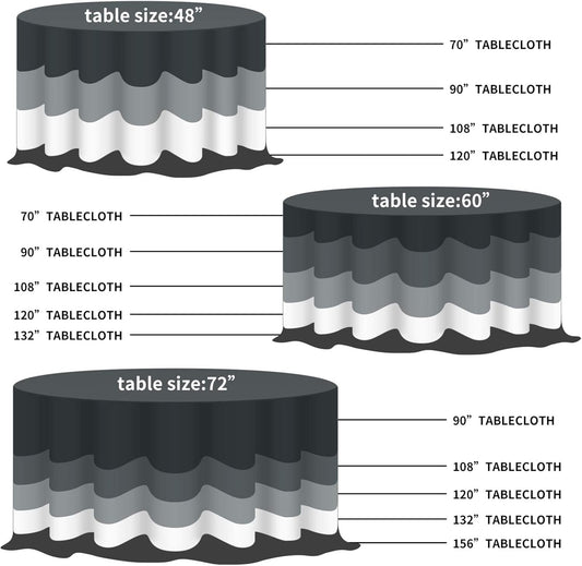 132 inch Round Tablecloth Washable Polyester Table Cloth Decorative Table Cover for Wedding Party Dining Banquet（132 inch,Black