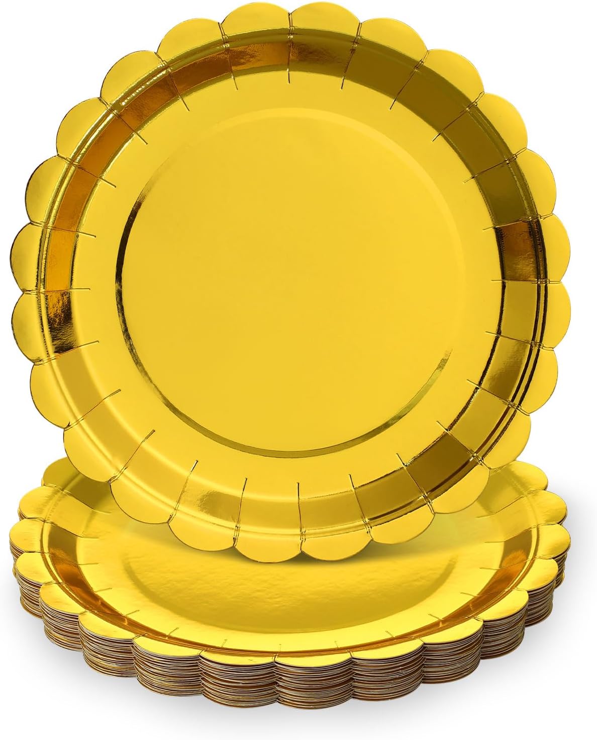 30 Pcs Dessert Plates Disposable, 7 Inch Scalloped Gold Paper Plates Small Cake Appetizer Birthday Plate Fancy Gold Party Plate for Wedding, Birthday, Holiday