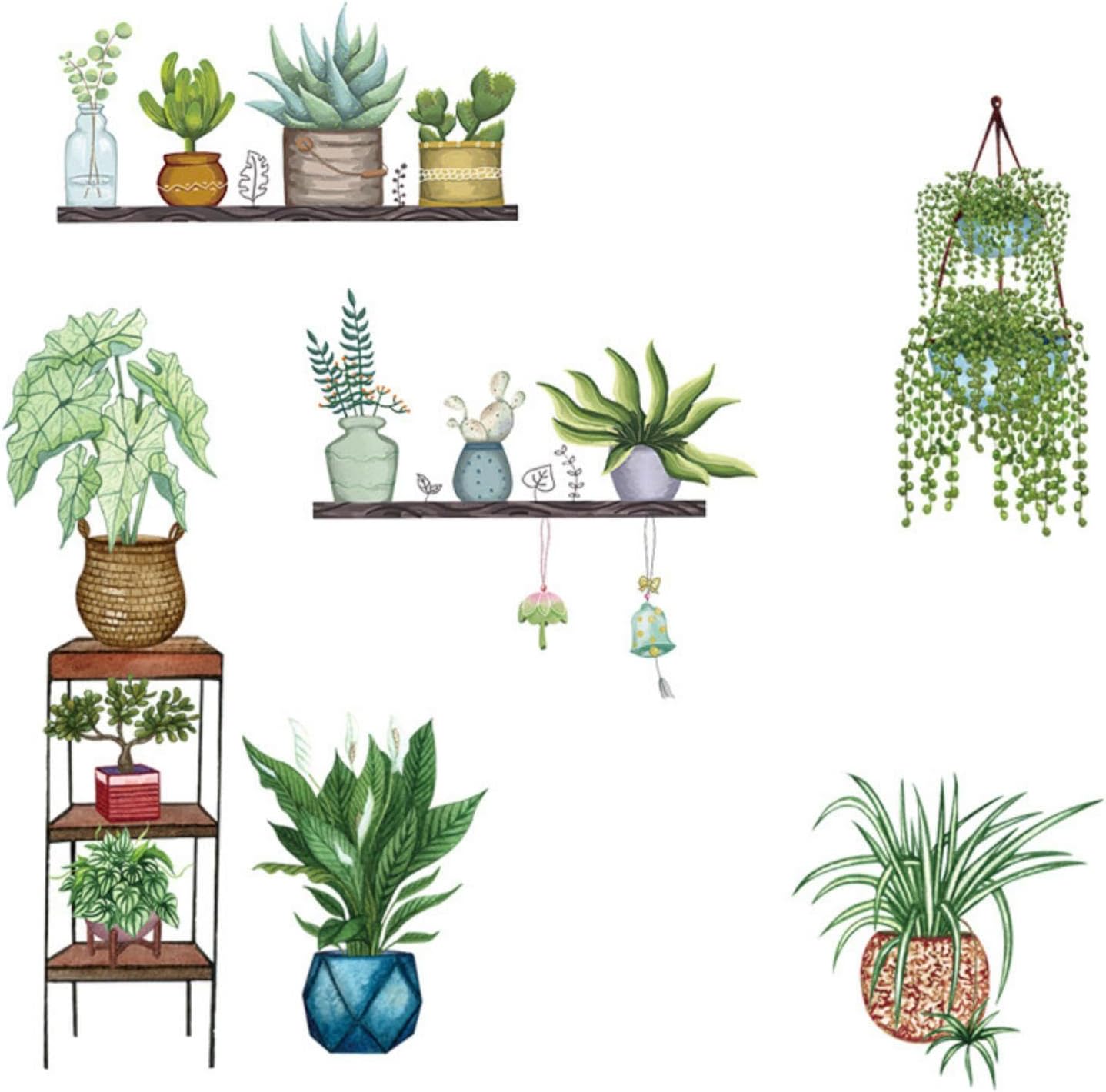 Plant Wall Decals Peel and Stick Stickers & Murals for Bedroom, Living Room, Bathroom, Kitchen - Boho Decorative Art Decor