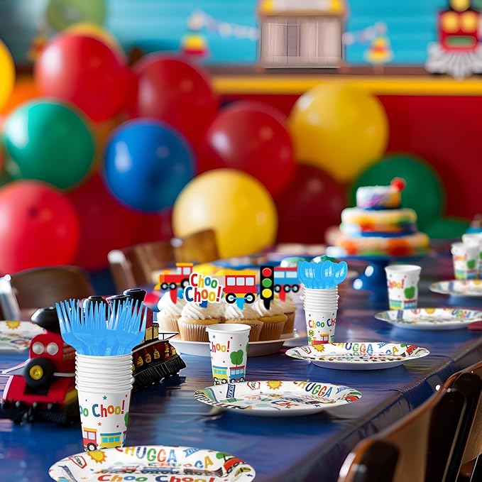 Train Party Decorations - Train Party Plates and Napkins for Kids, Serves 40 Guests