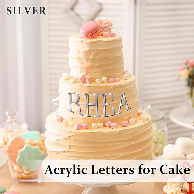74 PCS Custom Cake Topper Name Silver Acrylic Letters DIY Personalized A-Z & 0-9 Number Alphabet Cake Decoration For Wedding Anniversary Baby Shower Party Birthday Supplies