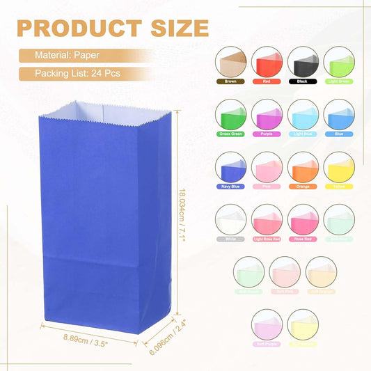 PATIKIL Party Favor Bag, 24 Pcs 3.5x2.4x7.1 Inch Mini Paper Candy Bags Gift Treat Celebration Halloween Goody Birthday Wedding Party with Stickers, Navy Blue