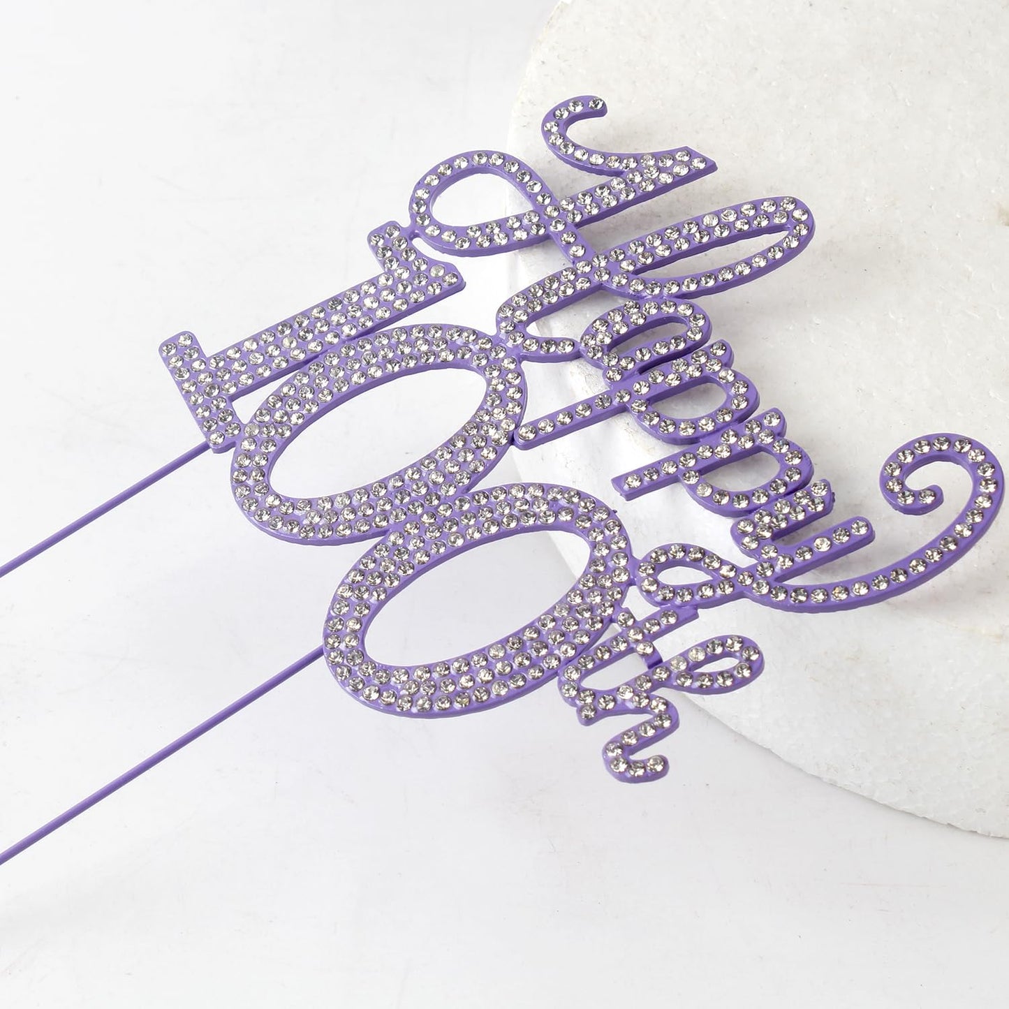 Happy 100th Birthday Decorations,100th Birthday Purple Rhinestone Cake Topper - Cheers to 100 Years Old Bday Party Metal Sparkly Cake Centerpieces Sign.