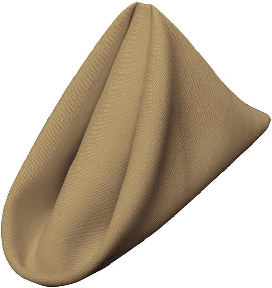 LA Linen 4-Pack Poly Blend Napkins - Soft, Washable, Stain and Wrinkle Resistant - Dinner and Party Napkins - 18x18 - Taupe