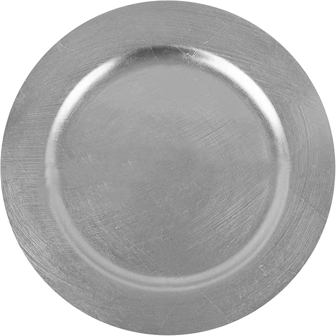 Efavormart 6 pcs 13" Silver Round Charger Plates for Tabletop Decor Holiday Wedding Catering Event Decoration