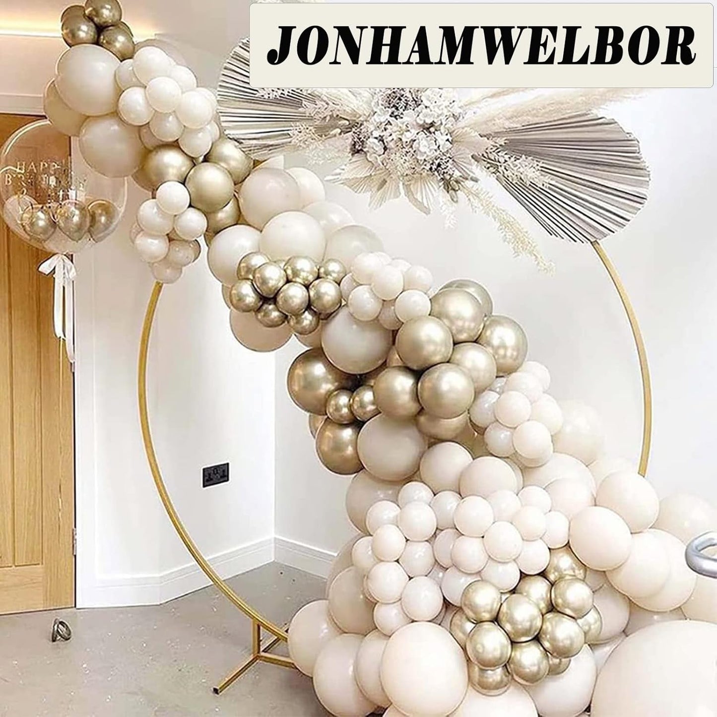 Jonhamwelbor Sand White Balloons 12 inch 100 Pack Matte Cream Ivory Color Latex Helium Balloons for Wedding Birthday Baby Shower Decorations