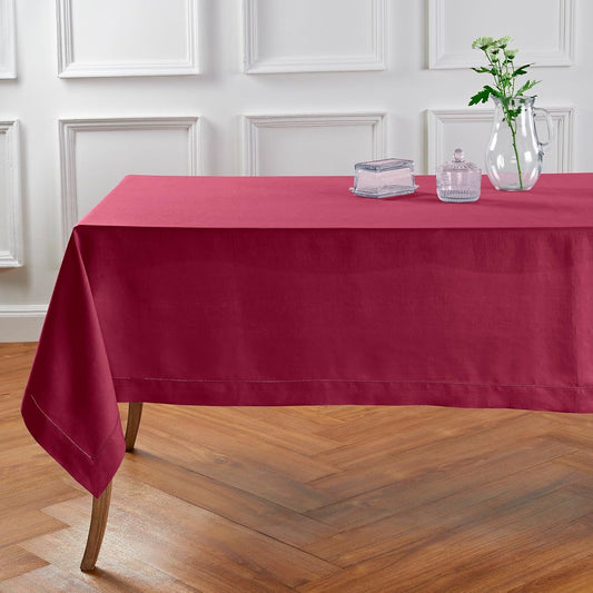 Solino Home Beet Linen Tablecloth 60 x 120 Inch - 100% Pure Linen Hemstitch Table Cloth for Rectangle Tables - Classic Hemstitch, Machine Washable Tablecloth for Fall, Thanksgiving, Christmas, Holiday