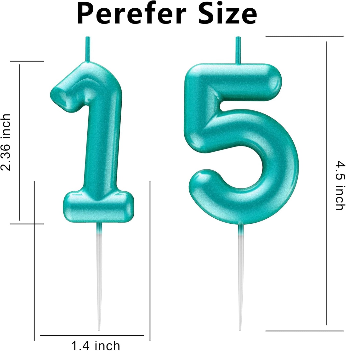 Blue Number 15 Candle Happy Birthday 3D Number Candles for Birthday Cake Party Decoration Wedding Anniversary Celebration Supplies