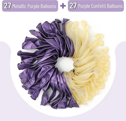 Mr. Pen- Metallic Balloons, 12 Inch, 54 Pack, Metallic Purple Balloons & Confetti for Birthday Party