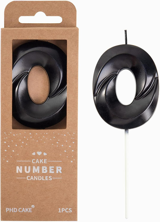 PHD Black Diamond 2.76 Inch 0 Number Birthday Candles for Party Celebration