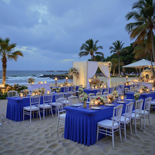 Royal Blue Spandex Tablecloths 4-Pack | 6ft Rectangular | Wrinkle & Stain Resistant for Parties, Weddings & Banquets