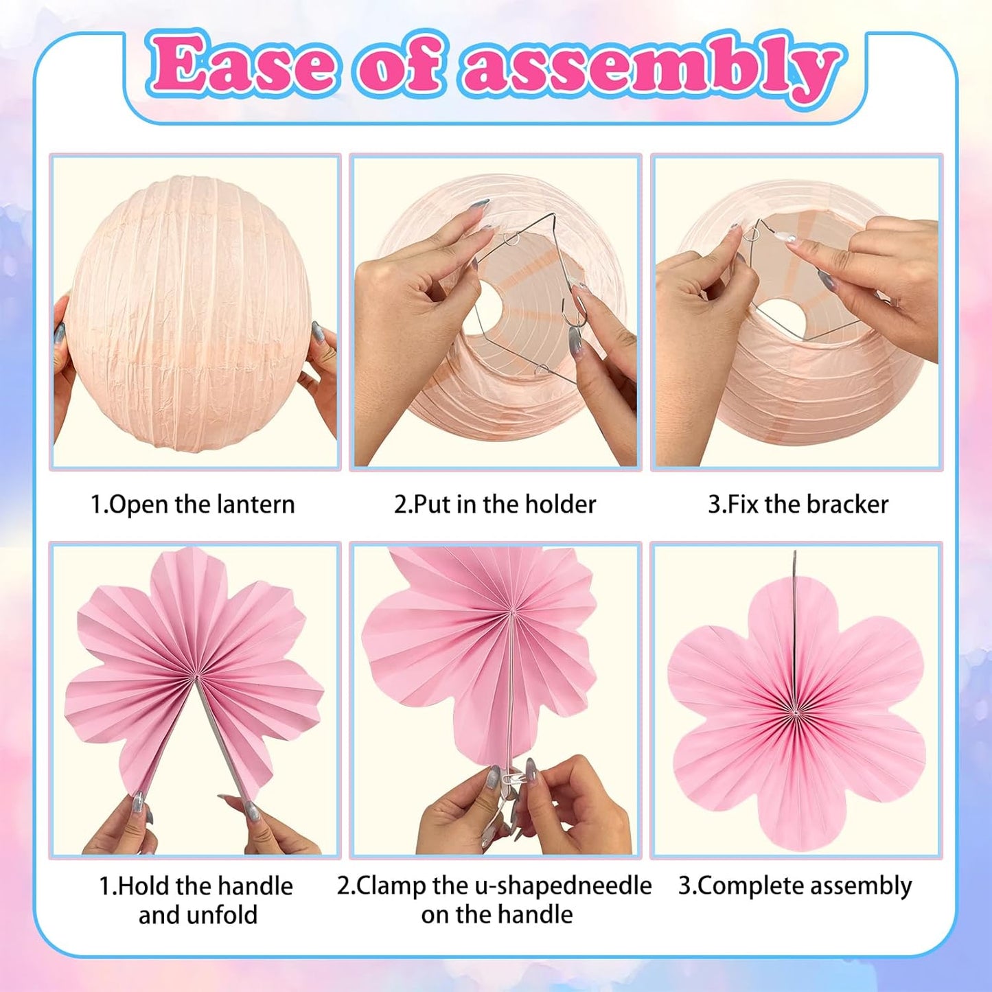 18Pcs Pastel Classroom Decor Kit, Pastel Paper Lanterns Paper Flowers Fans for Women Girls Spring Birthday Wall Baby Shower Wedding Party Rainbow Classroom Decorations
