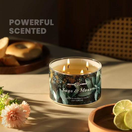 4-Wick Scented Candle - 18oz Soy Wax Blend Candle Over 50Hrs Long-Lasting Fragrance, Home Decor and Housewarming Gifts, Sage & Moss