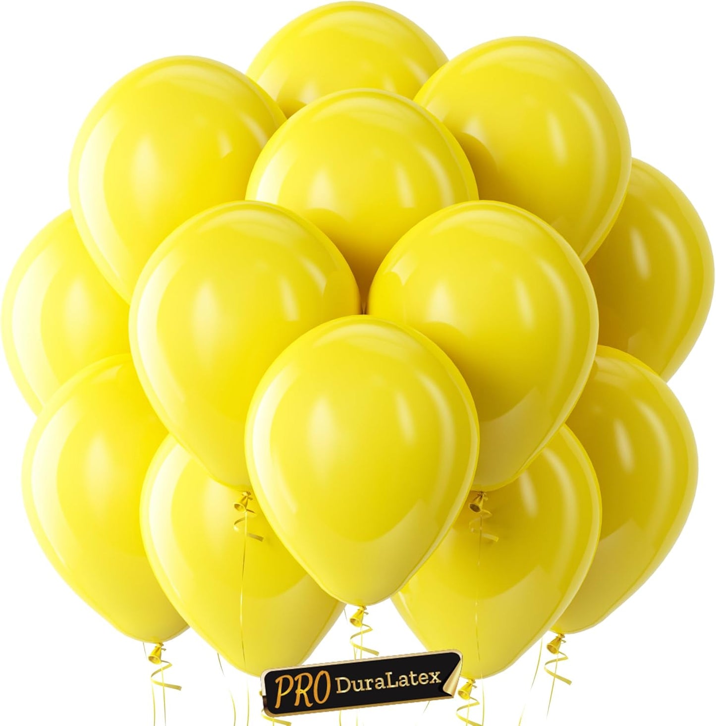 Bezente Pro Duralatex Yellow Balloons - 100 Pack 12 inch Extra-Thick Yellow Balloons for Long-Lasting Professional Party Decorations, Large Birthday Summer Events