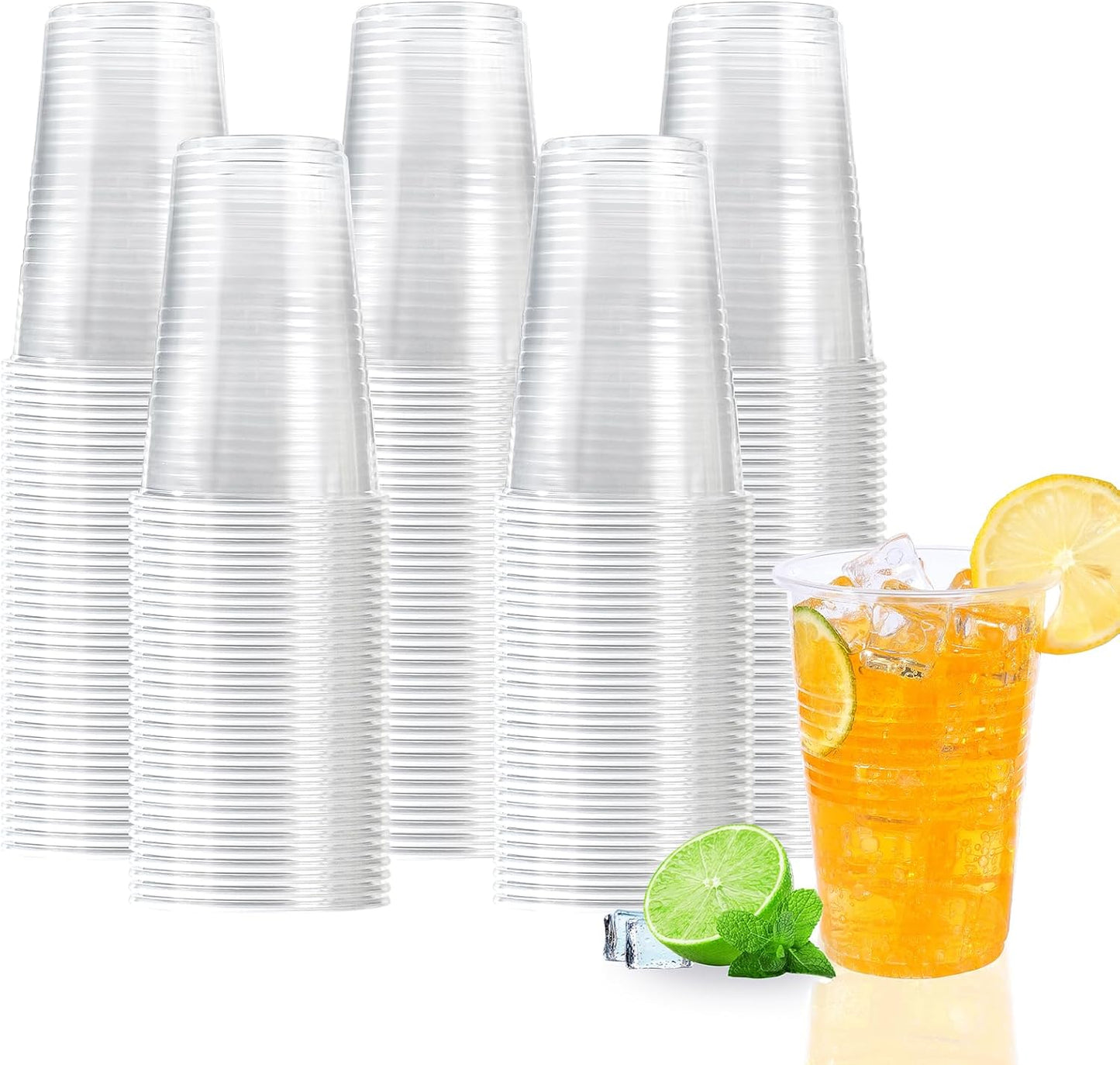 9 oz Clear Plastic Cups, 500 Count Bulk Disposable Tumbler with Heat Resistance, PP Clear Plastic Cups for Party, Cold Coffee, Soda, Juice (9oz 500count)