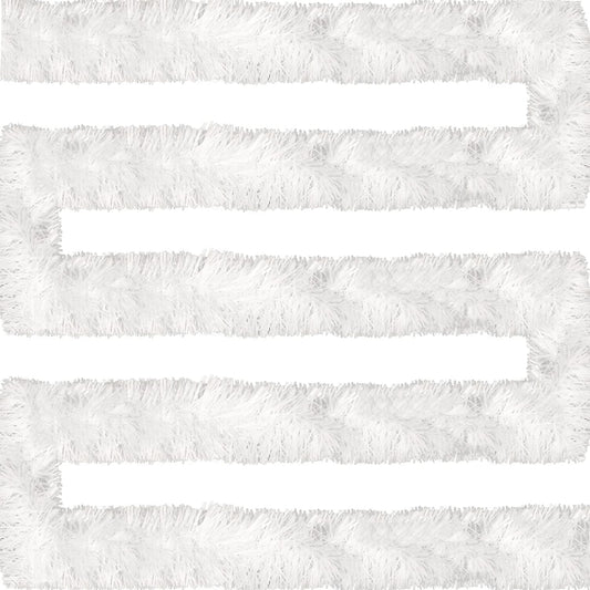 Jishi 50 FT Christmas Garland White Tinsel Garland Christmas Tree Decorations - Non-Lit Xmas Holiday Decor Outdoor Indoor Home Garden Outside Wedding Party Artificial Thick White Decorative Garland