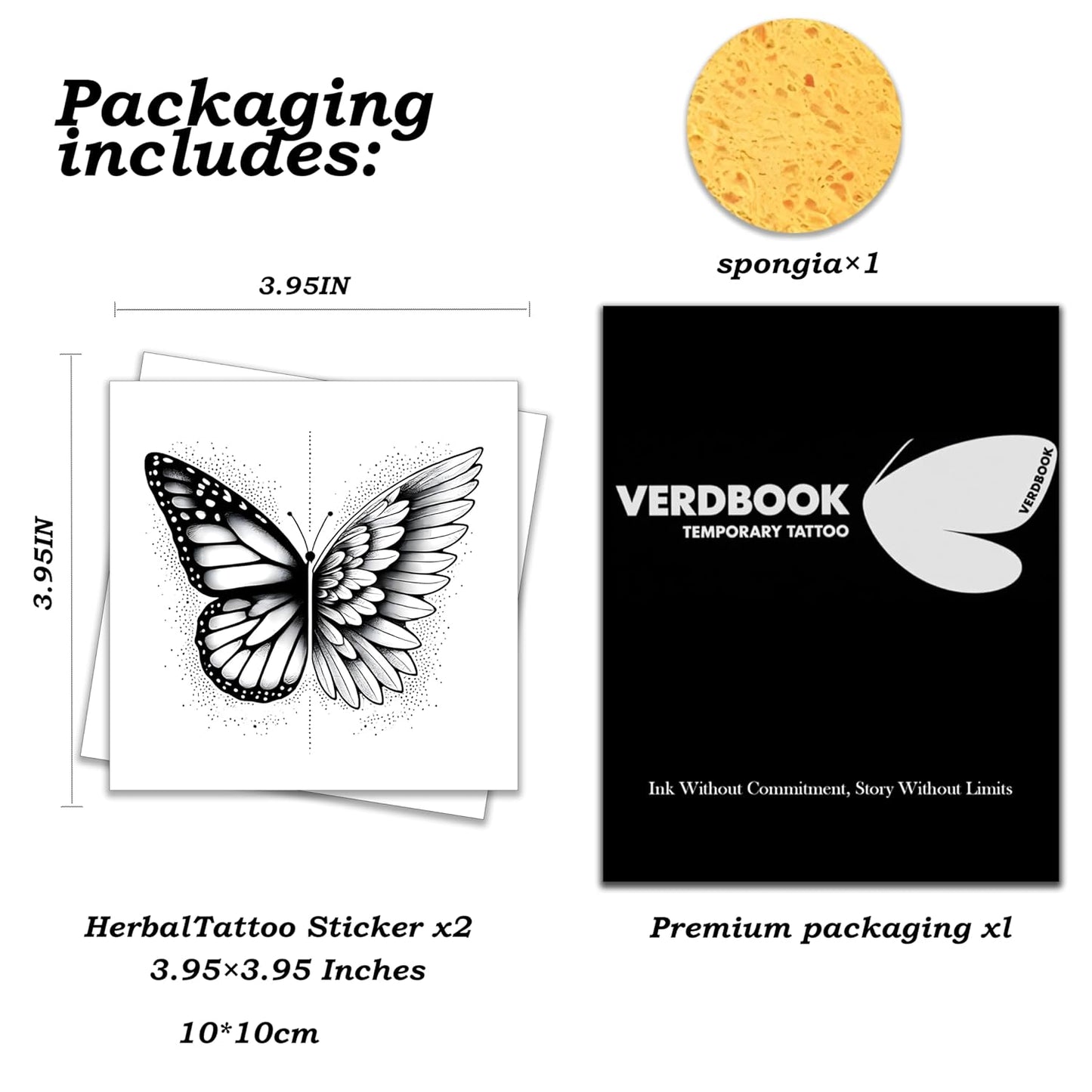 Waterproof Temporary Tattoos: 2-Sheet Tattoo Kit with Realistic Body Stickers, Semi-Permanent Tattoos for Adults Lasting 7-15 Days – Safe for Men & Women, Chimeric Flight
