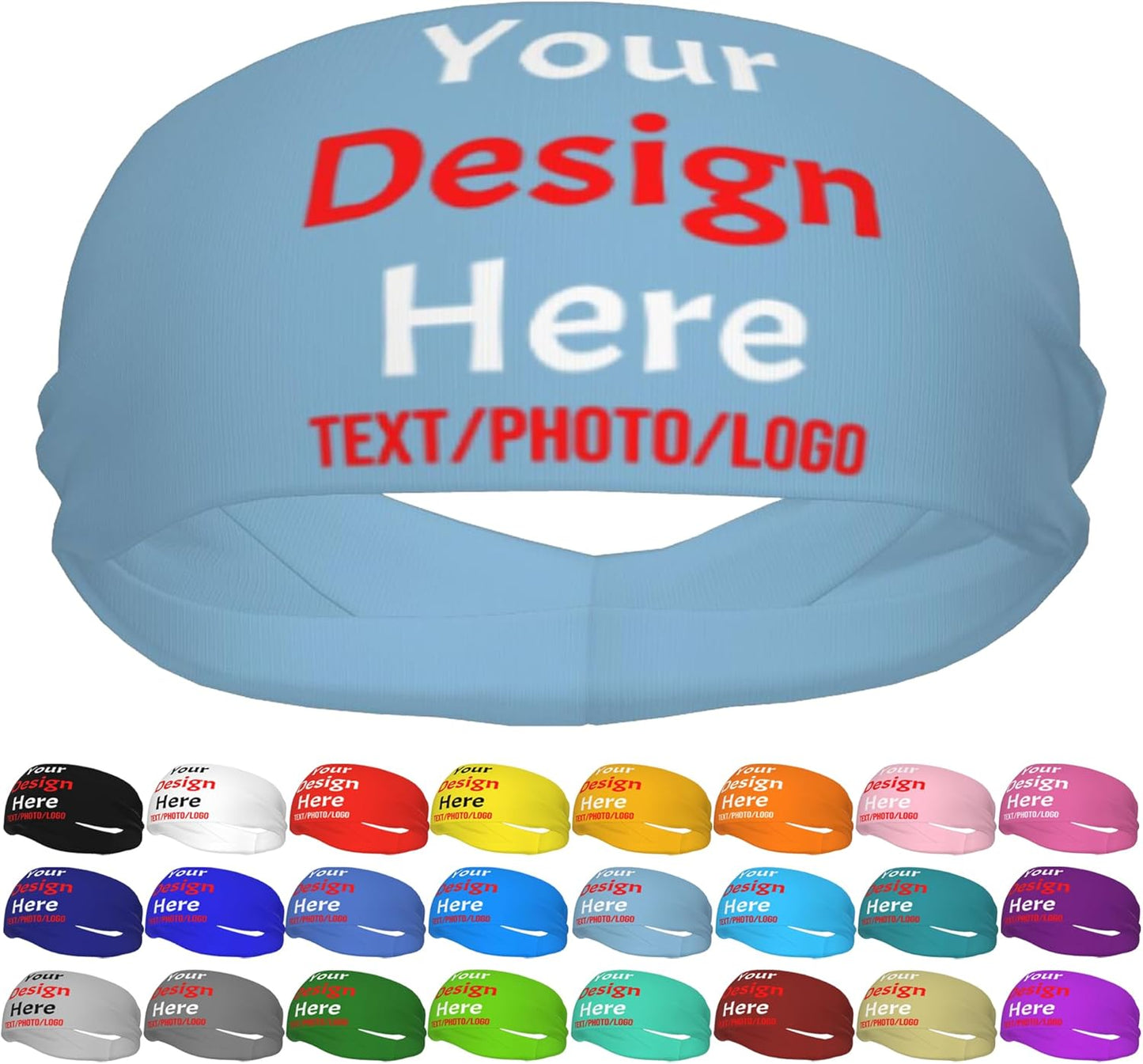 Custom Sweatbands for Men Women, Design Your Own Text Name Image Photo Personalized Sports Headbands