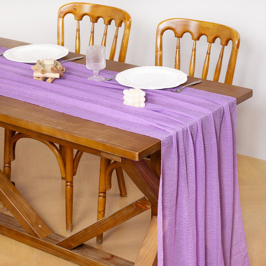 Socomi Lilac Purple Fall Thanksgiving Cheesecloth Table Runner Gauze 120 Inch Rustic Boho Cheese Cloth Runner for Wedding Party Baby Bridal Shower Centerpiece Decoration Holiday Home Decorations